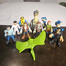 Imaginext Jurassic World Park Figures Raptor Ian Owen Dr Henry Wu Lot Of 11