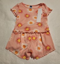 NWT Old Navy Girls Floral Short Pajamas PJs 2PC