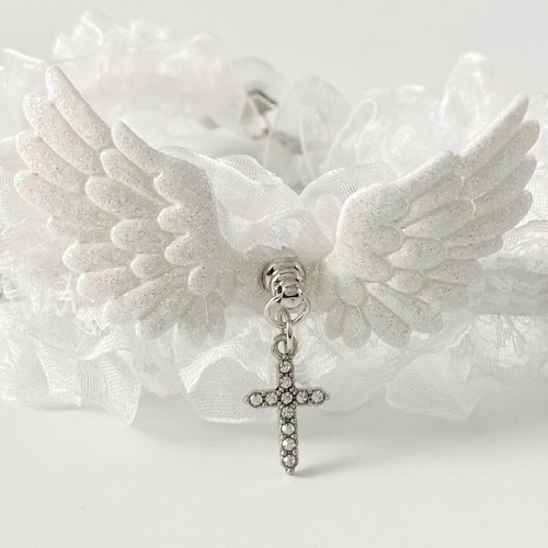 Rhinestone Cross Angel Wing Necklace Solid Color Lolita Choker New Choker - Picture 3 of 14