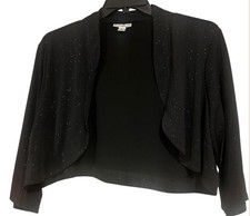 NWOT Amanda Lane Womens Pelerina Blouse Black with Sparkles 3X - made in USA