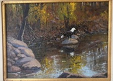 Framed Original Charles N. Pruitt 1992 Painting “Bald Eagle” 9 X 12