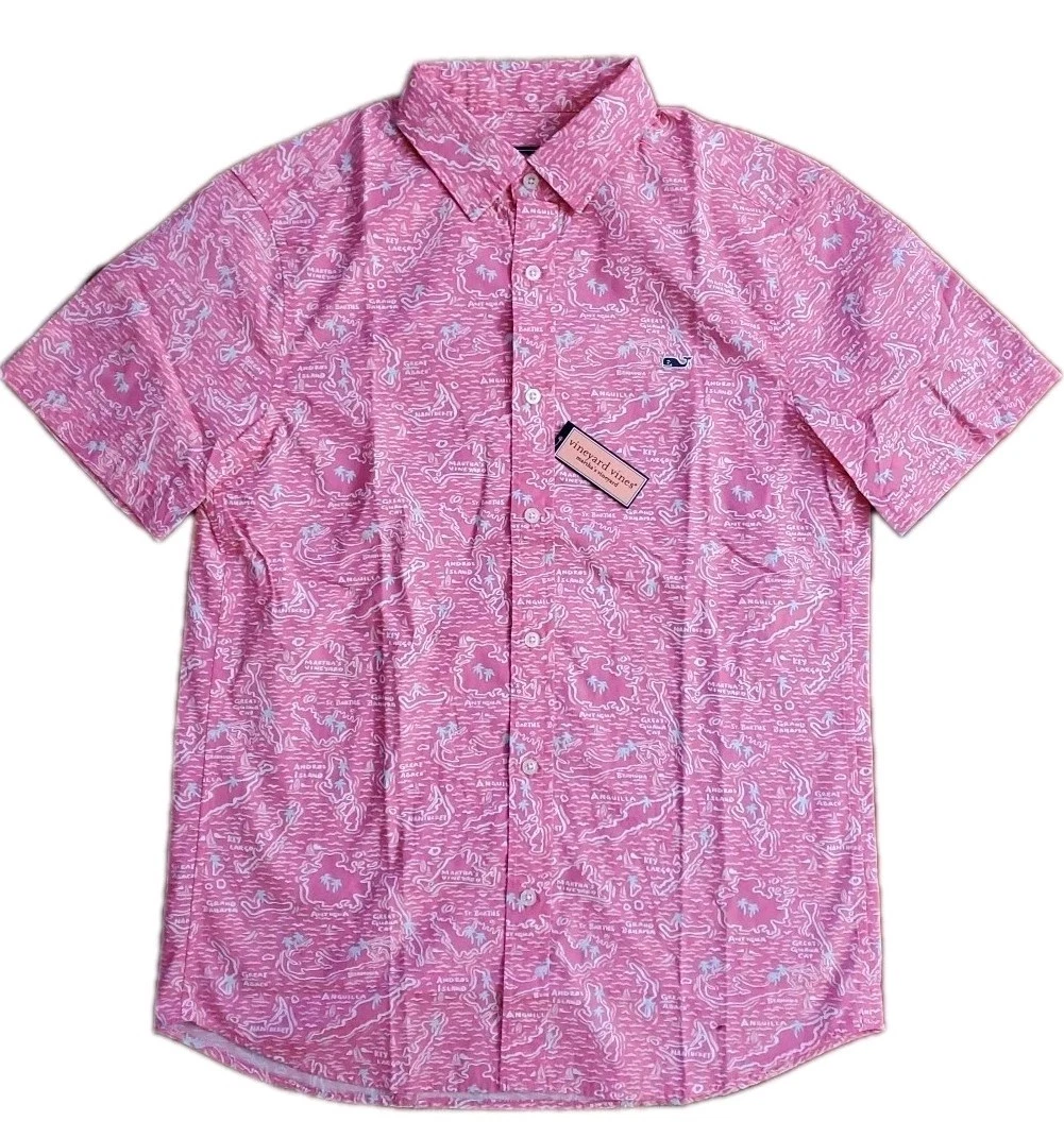 Vineyard Vines L Shirt Mens Pink Island Maps Short Sleeve Button Up Breathable
Opens in a new window