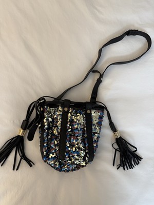 Auth See By Chloe Vicki Bucket Bag Multicolor Sequin & Black Leather 
