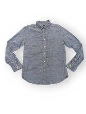 Vintage Y2K American Eagle Mens M Prep Fit Blue Striped Casual Button Down Shirt