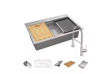 Glacier Bay Dolancourt 33" Drop-In Workstation Kitchen Sink 18G Stainless Steel