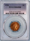 1936 LINCOLN WHEAT CENT PCGS MS65 RB
