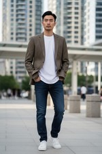 Jos A. Bank Men  s Brown Houndstooth Sport Coat Blazer 44R Wool Blend 2-Button