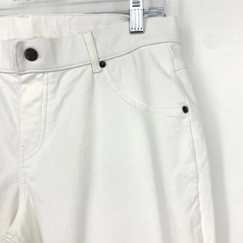 Leggings jeans femininas Hue tamanho grande branca elástica cintura - Imagem 3 de 4