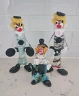 Lot Of 3 Vintage Murano Circus Clowns Hand Blown Art Glass Figurines Italy
