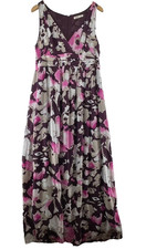 Old Navy Maxi Dress XL Purple Pink Floral Watercolor Sleeveless Boho Empire 60"L