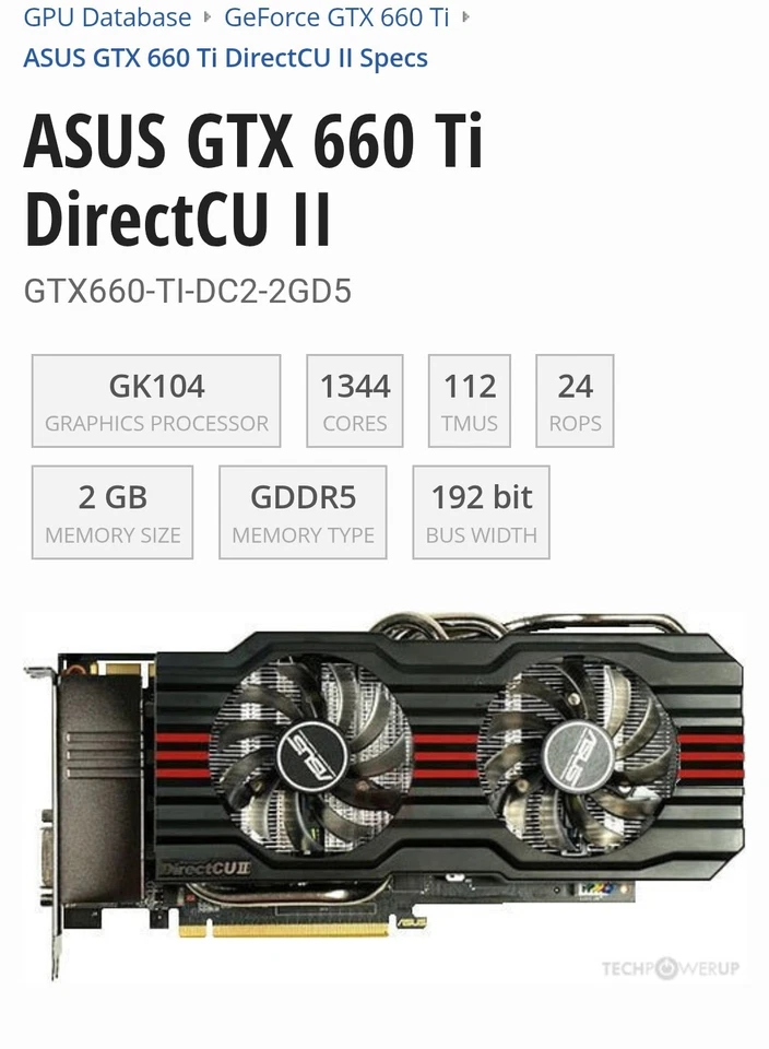 SCHEDA GRAFICA ASUS GTX 660 Ti DirectCU II, 2 GB GDDR5, 192 BIT, HDMI, 2XDVI, DP - Immagine 2 di 4