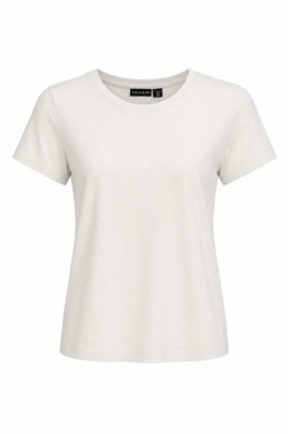 Tahari Women White Solid Crew Neck Cap Sleeve  Tee T-Shirt Top Stretch Basic L