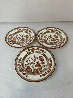 Spode Copeland INDIA TREE Bread Plate Set of 3 Rust 5.5  Old Mark VGC  READ