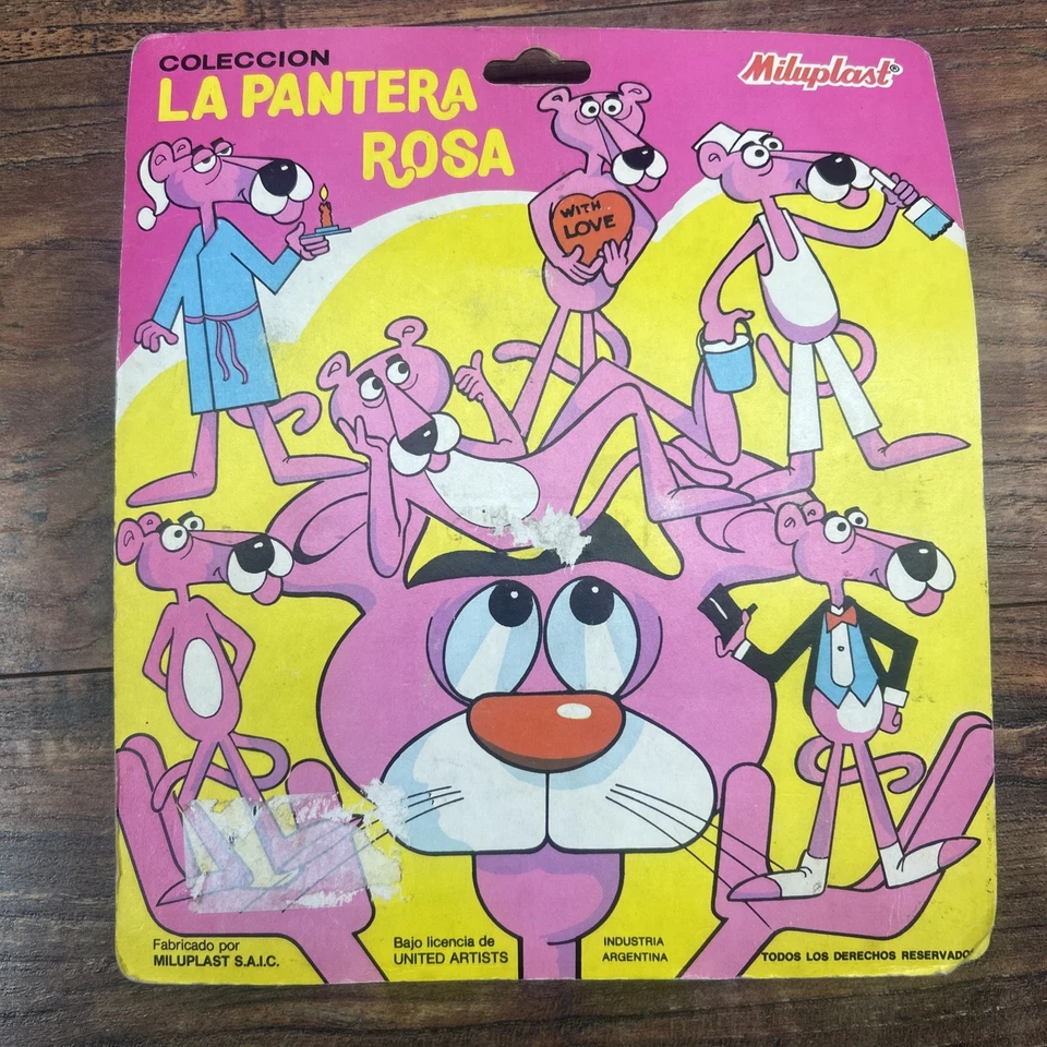 1987 La Pantera Rosa Miluplast 6pk Mini Figure Pink Panther Argentina Rubber NEW - Image 2 of 4