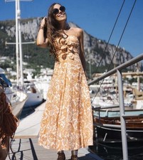 Zimmermann Peggy Tie Detailed Dress Size 0 AU8 US4 Paisley Linen Strappy Midi