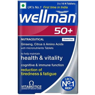 Wellman 50+ Multivitamin Men Vitality Immunity Support 30 Tabs