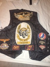  Oversized 4xl Old Ratted And Weathered Biker Vest With Patches Estate Sale HD