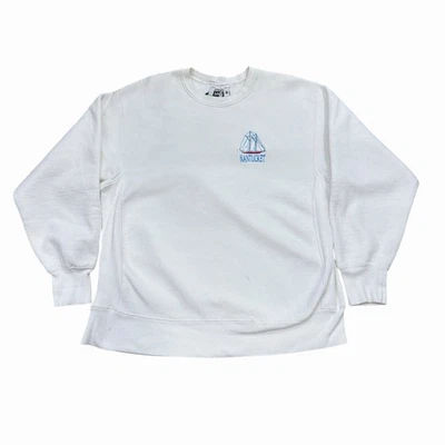 Sudadera de Colección Años 90 Lee Nantucket Cuello Redondo XL Granulado Pesado Blanca - Imagen 1 de 4