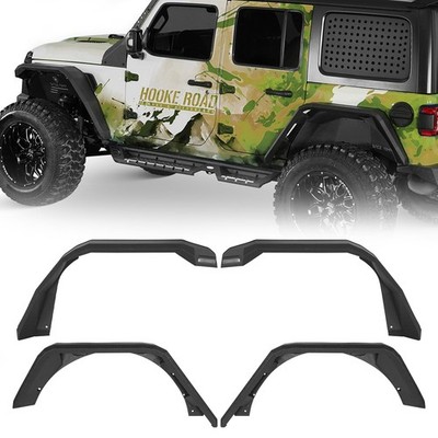 Front Rear Flat Fender Flares Kit for Wrangler JL Unlimited 2/4 Doors 4PCS Steel