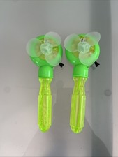 New - 2 X Green Let's Play 2-in-1 Bubble Fan - manual fan with a bubble wand