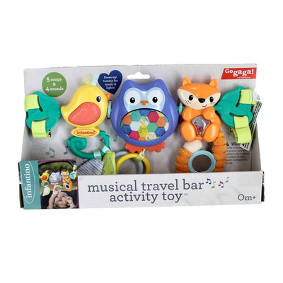 Infantino Go Gaga Musical Travel Bar Activity Toy Stroller Car Seat Music Lights