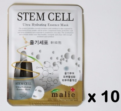 10 Stück Malie STAMMZELLEN Gesichtsmaske Packungen Blatt 25g Pflegend Aufhellend Kosmetik