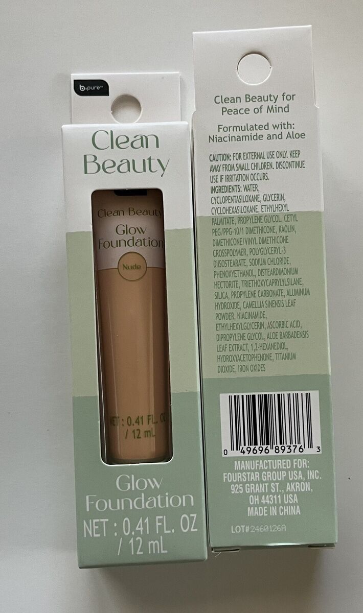 2x B*Pure Clean Beauty Glow Foundation NUDE Niacinamide