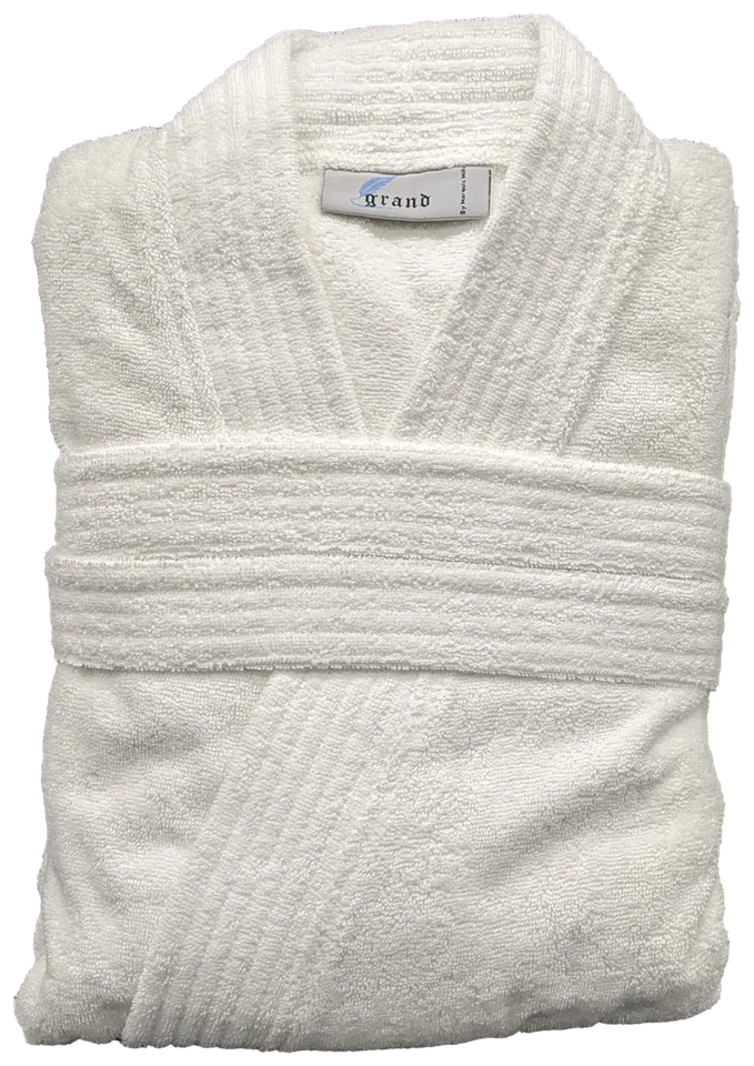 Albornoces blancos unisex con cinturón 100 % algodón 48x63 talla única o 52x70 grandes y altos Foto 2 de 4