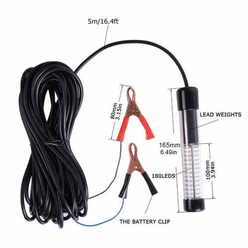 LED Glowing Fishing Light 5M Submersible Fish Finder Lamp White Green Blue RK - Afbeelding 2 van 15
