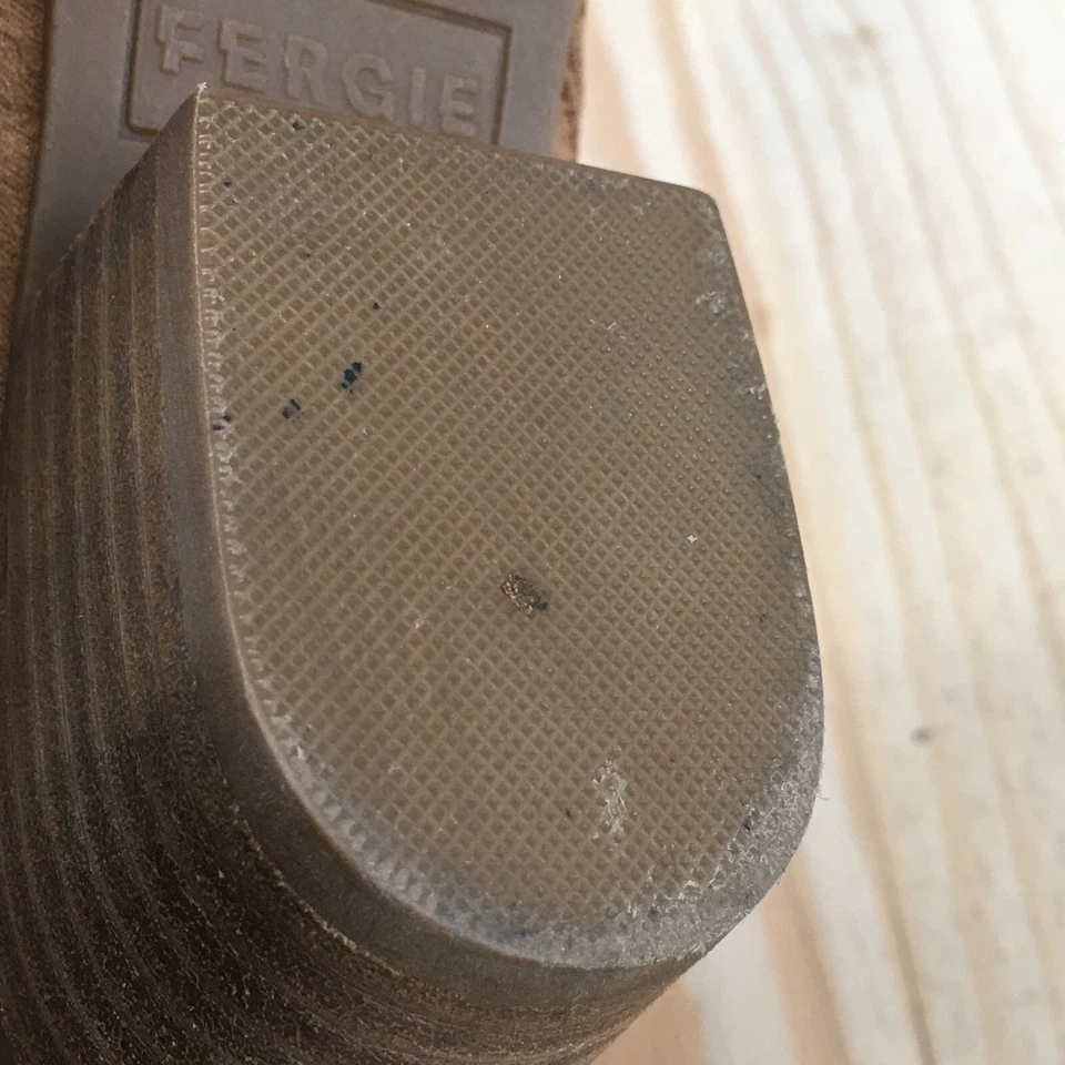 Fergie Boots Womens 7.5 M Bianca Casual Side Zip Ankle Bootie Brown Fabric Heels - Image 4 of 4