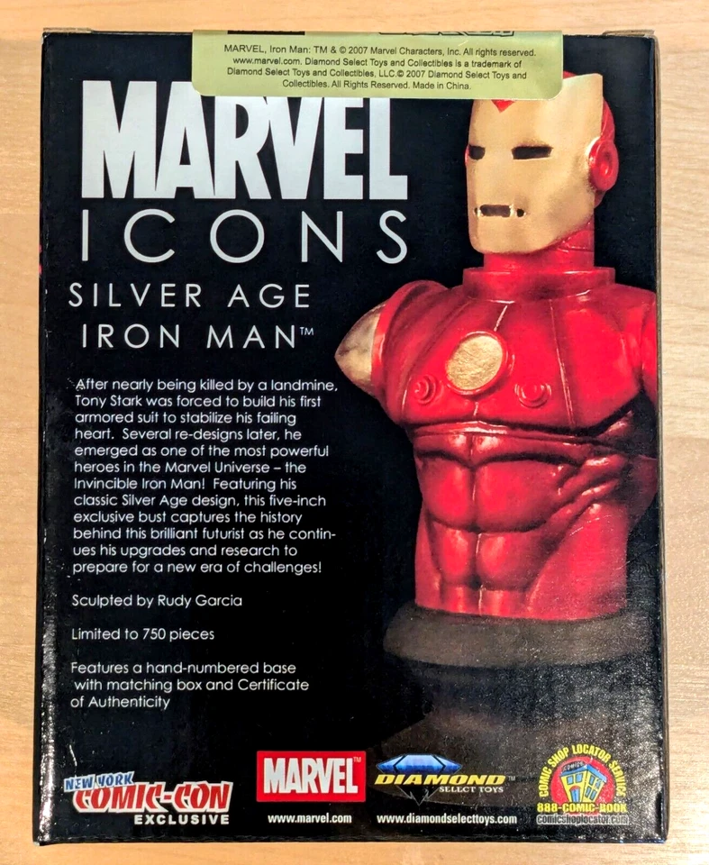 DIAMOND SELECT 漫威标志 银时代 铁人 BUST 5" NYCC 2007 LTD ED 213/750 — 第 3/4 张图片