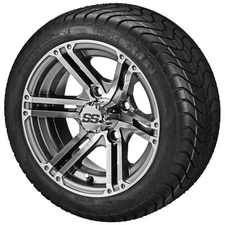 (4) Golf Cart 215/40-12 LSI Elite Low Pro Tire on 12x6 Gunmetal Gray Yukon Wheel