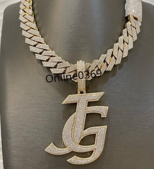 Trending For Mens Custom JG Letter Pendant with 13 x 20