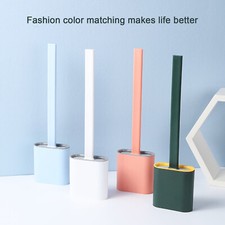 Silicone Toilet Brush with Holder Long Handle Bathroom Toilet Bowl Cleaner Brush
