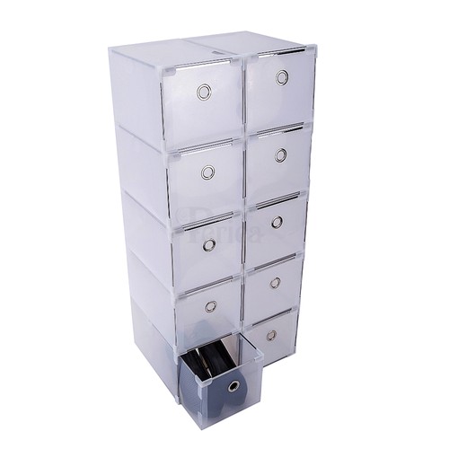 x10 Periea Clear Plastic Shoe Storage Boxes Sturdy Drawers Stackable Organisers - Picture 14 of 31
