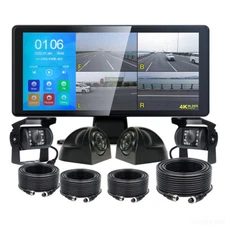 10.36" Touch Screen Quad Split Monitor DVR 12-36V 4x Front Side Rear View Camera