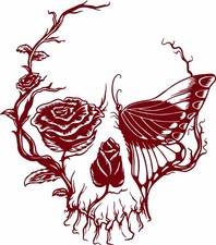 Skull Butterfly Rose Flower Car Truck Window Vinyl Decal Sticker