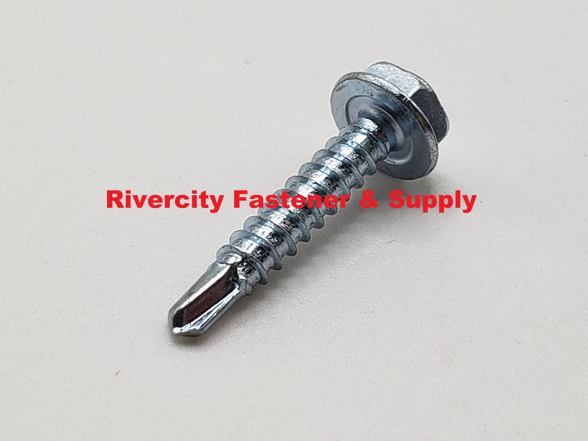 750) Hex Washer Head #12 x 1 Self-Drilling Tek Screw IHW - Lexar