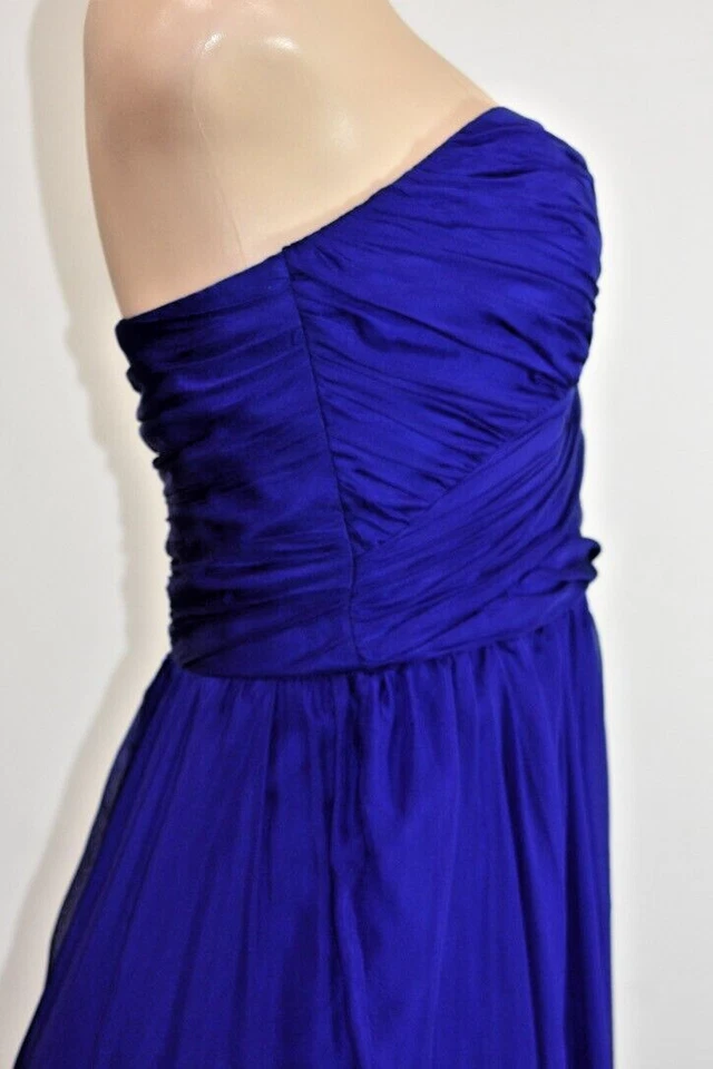 Vestido de noite longo BADGLEY MISCHKA azul seda chiffon tamanho 42EUA à venda - Imagem 2 de 4