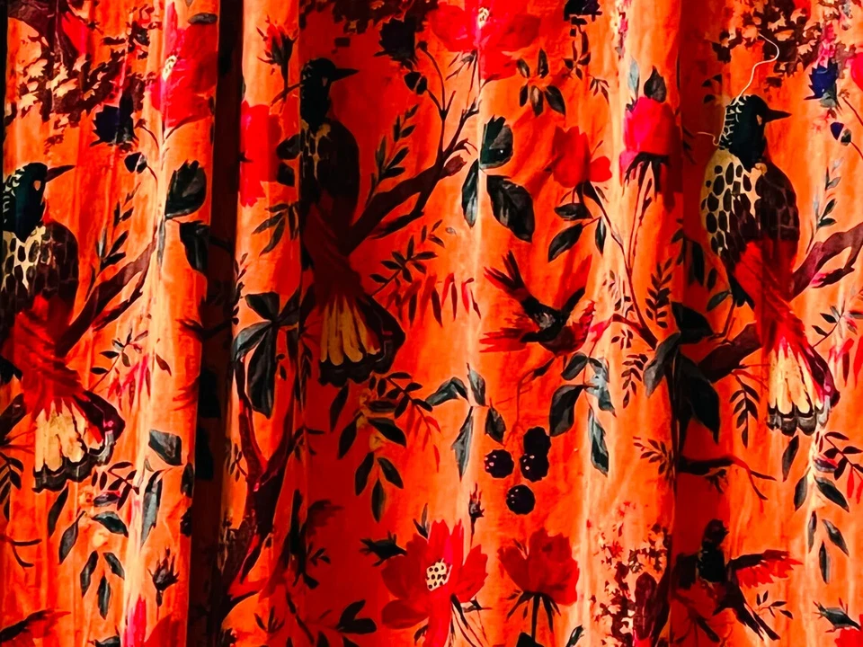 2 PIEZAS CORTINA DE TERCIOPELO DE ALGODÓN INDIO VINTAGE CORTINA DE VENTANA CORTINA DE PUERTA PESADA Foto 3 de 4