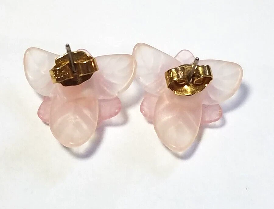 Vtg Avon Celluloid Post Soft Pink Flowers Pearl Bead Stud Earrings Costume Foto 2 de 4