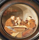 2 Antique German Oil Painting MONKS DRINKING after Eduard von Grützner 1846-1925 — photo 3