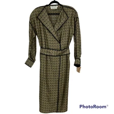 Vtg Geoffrey Beene Neiman Marcus Dress Silk Gold Black Shoulder Pads Size 12 NEW