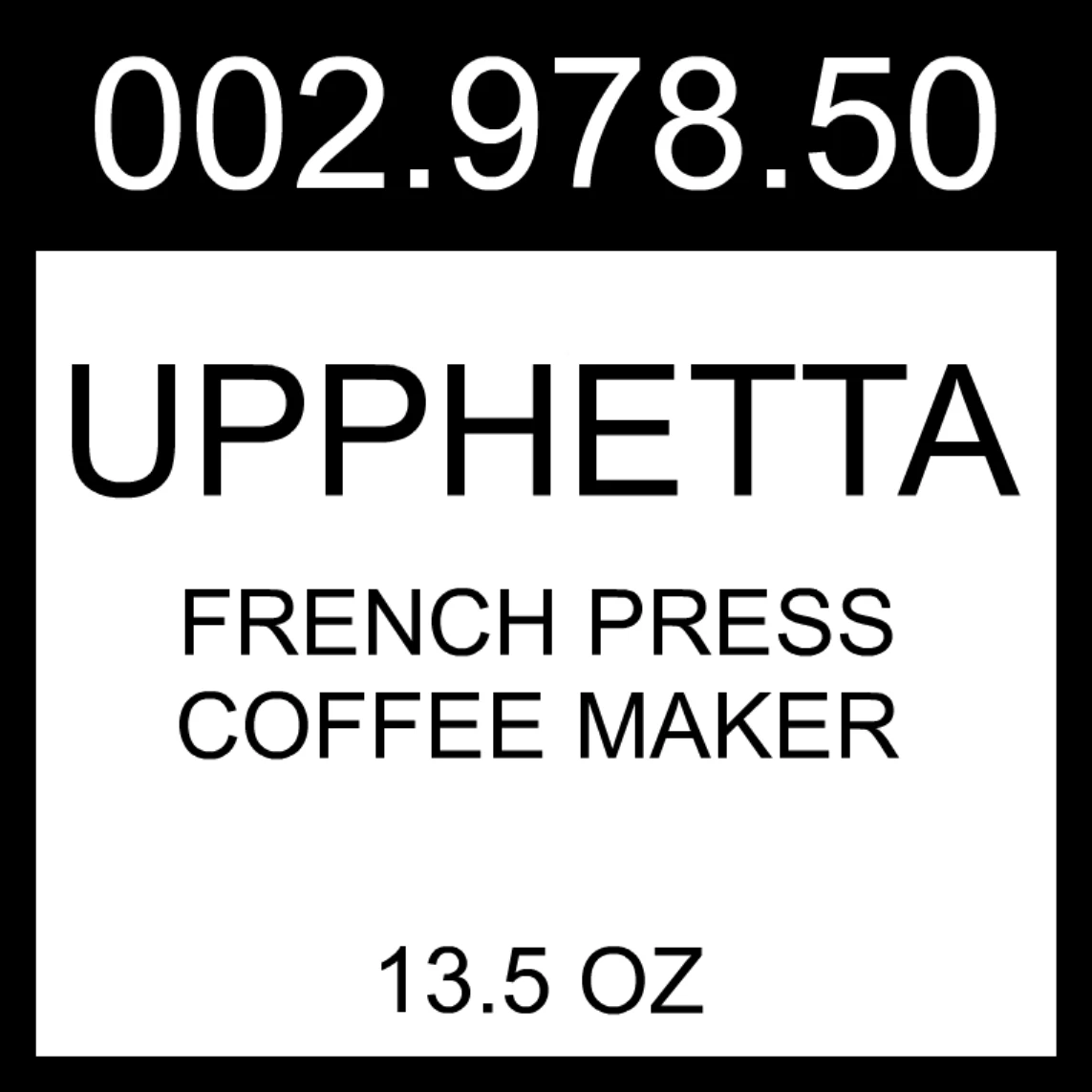 IKEA UPPHETTA French Press Coffee Maker 002.978.50