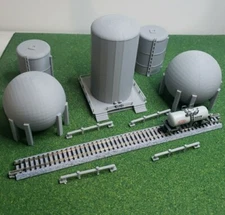 1/160 N SCALE OIL REFINERY/CHEMICAL FACTORY 9 PIECE STRUCTURE PACK FREE SHIP