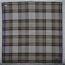M202 CHRISTIAN DIOR Plaid Cotton Scarf Scarves Pocket Square 19" X 19"