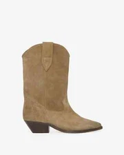 NIB Isabel Marant Duerto Suede Calfskin Cowboy Boots Western Taupe Tan 37 7 $890