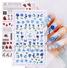 3D Nail Stickers Snake Rose Flower Love Bridal Wedding For Nails Decoration NS3