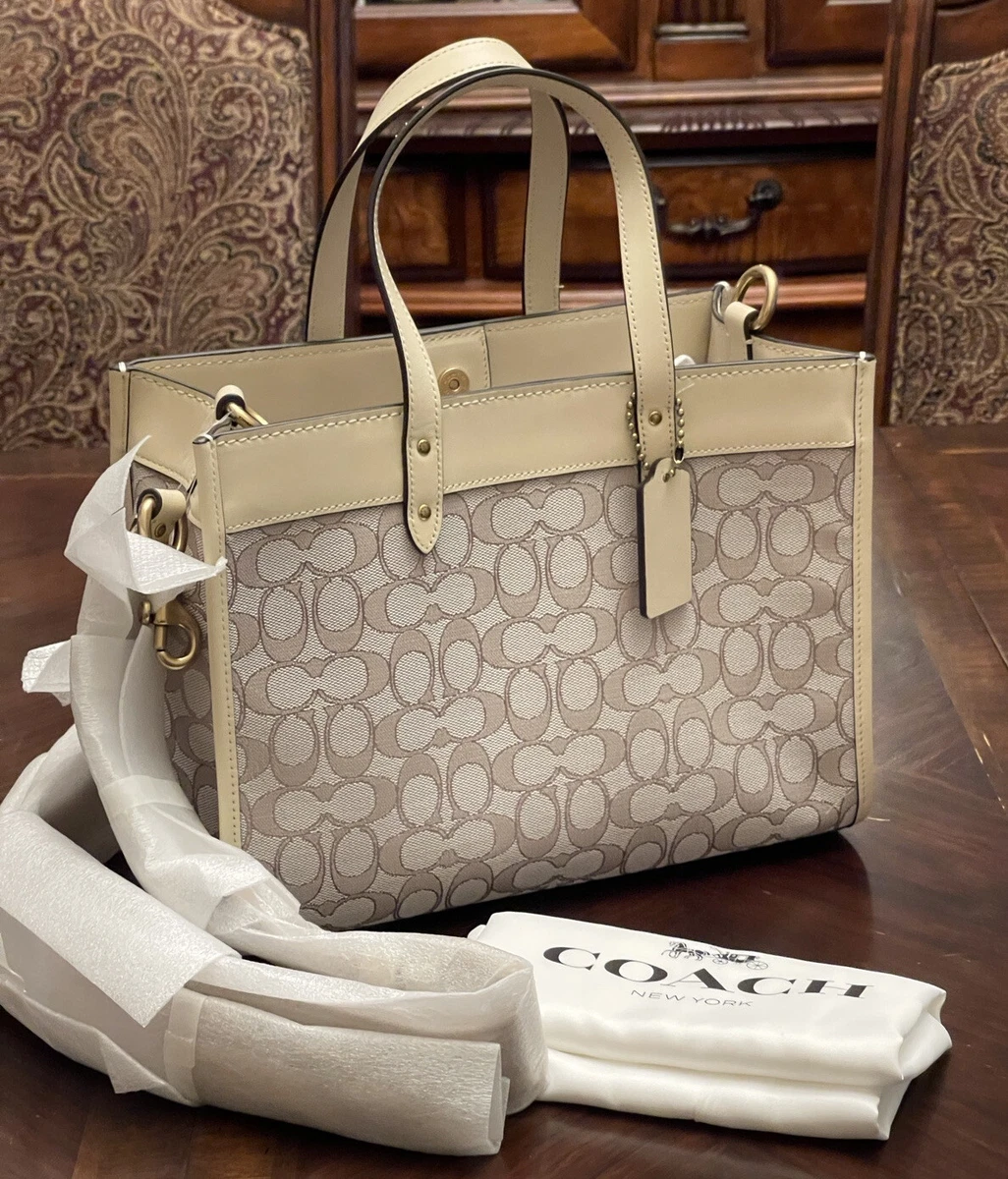  COACH Signature Jacquard Field Tote 30 B4/Stone Ivory