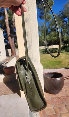 Vintage Coach Forest Green Leather NICKEL Hardware Scooter 9893